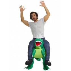 Disfraz hinchable de como lo alucino a hombros de un dino Ride On