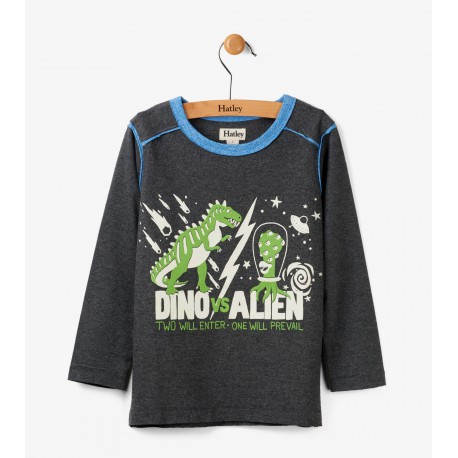 Dino vs Alien camiseta de manga larga brilla en la oscuridad