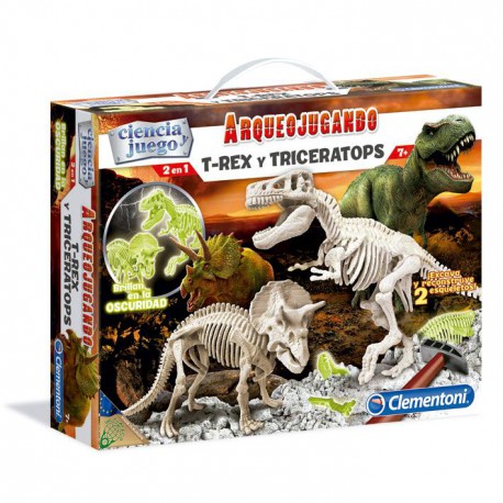 Arqueojugando con T-rex y Triceratops
