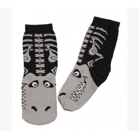 Calcetines de T-rex color negro y gris