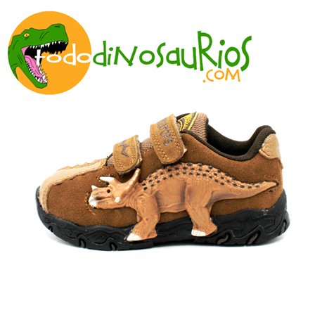 Zapatillas de triceratops marron con luz