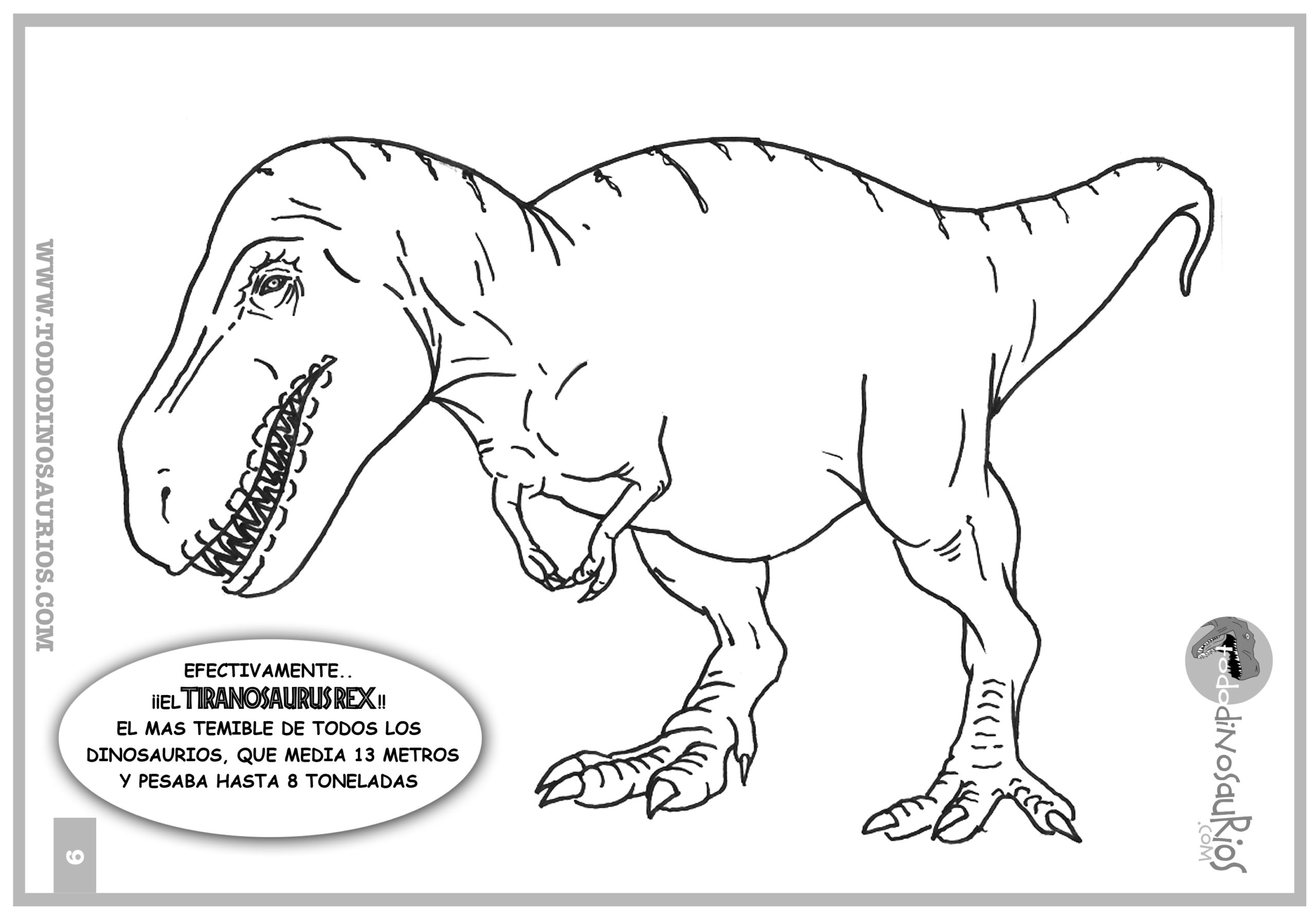 dibujo-de-dinosaurio-para-colorear-tiranosaurio-rex-2 - 🦕Todo sobre el  mundo de los dinosaurios🦕